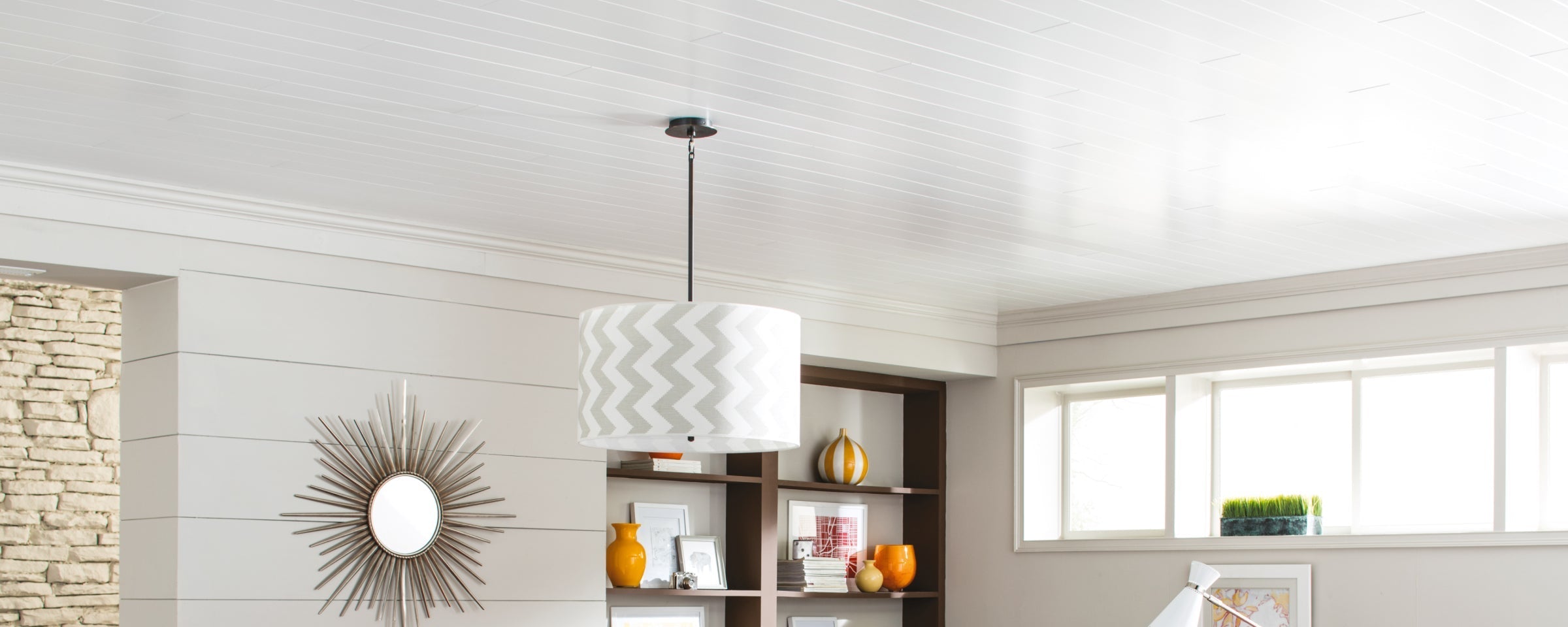 Wood drop ceiling